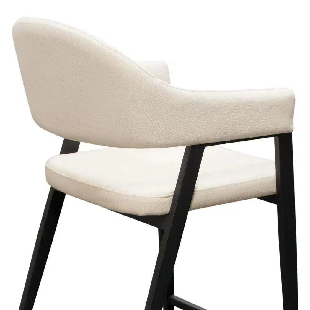 Set of 2 Counter Height Chairs Upholstered In Cream Fabric