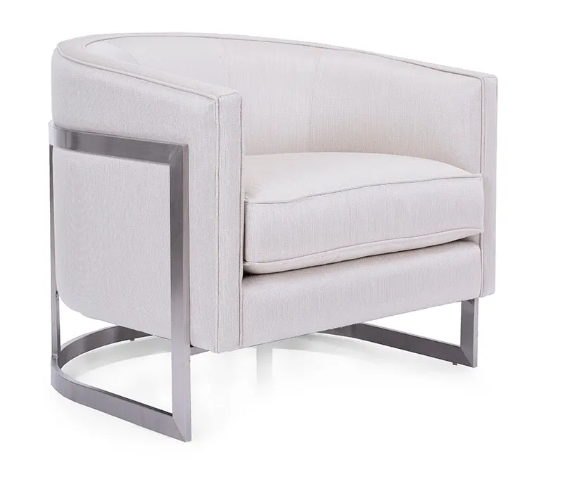 Tuxedo Accent Chair - Ivory Fabric - Custom