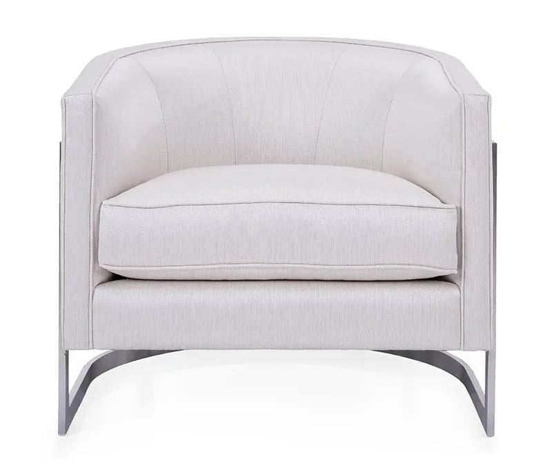 Tuxedo Accent Chair - Ivory Fabric - Custom