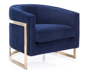 Tuxedo Accent Chair - Navy Fabric - Custom