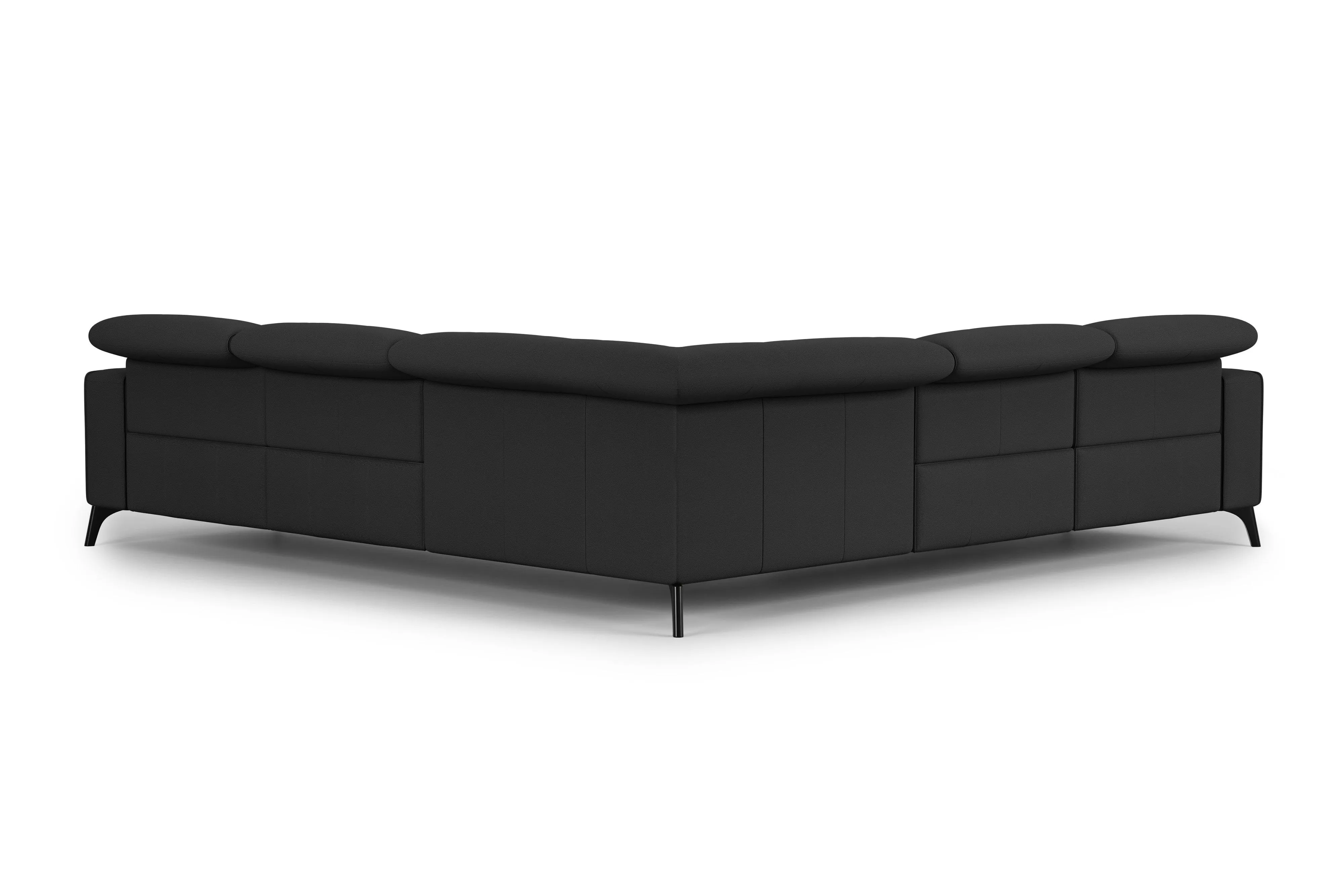 Esthers Premium Black Valencia Top Grain Leather L-Shaped Sofa with Left Chaise