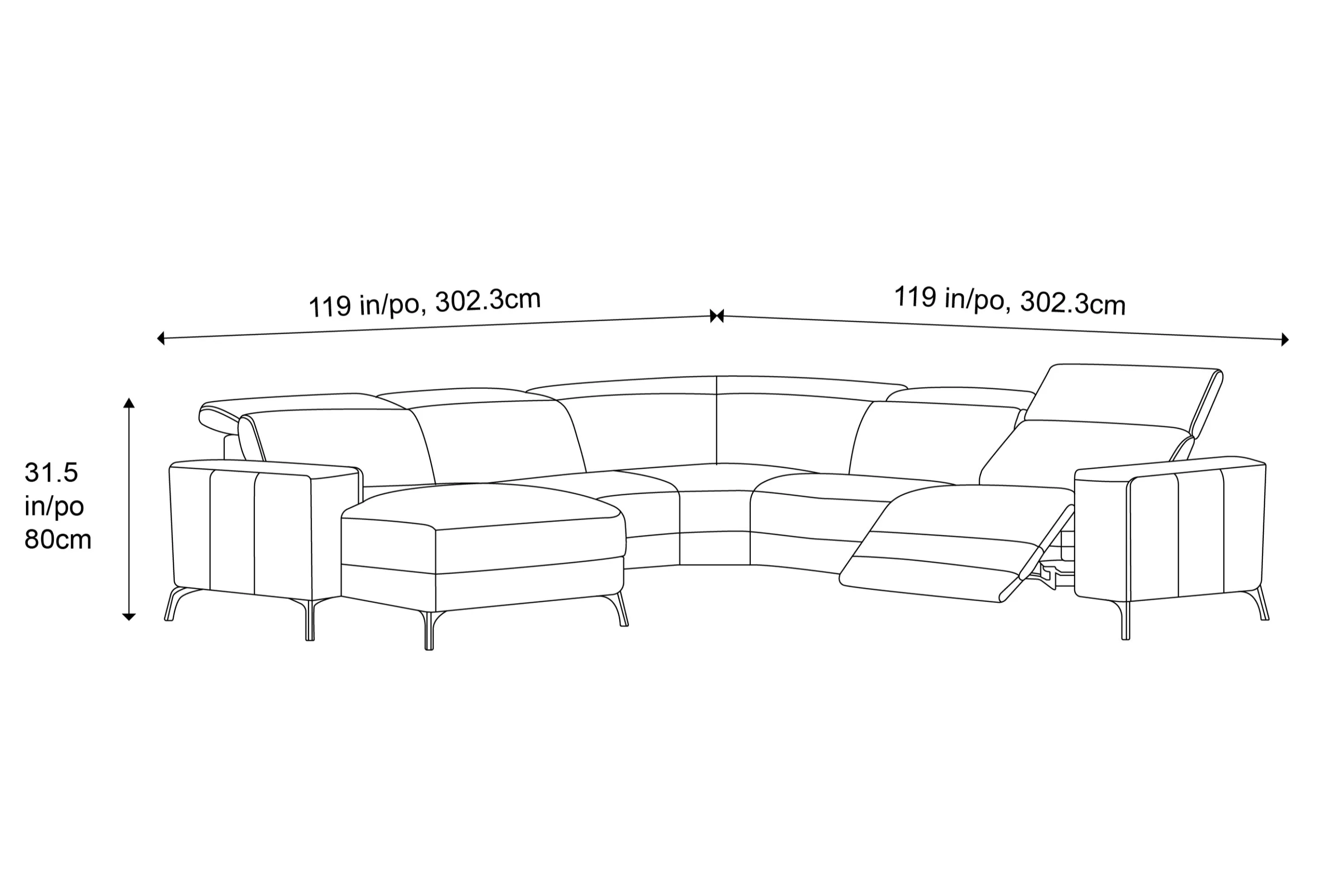 Esthers Premium Black Valencia Top Grain Leather L-Shaped Sofa with Left Chaise