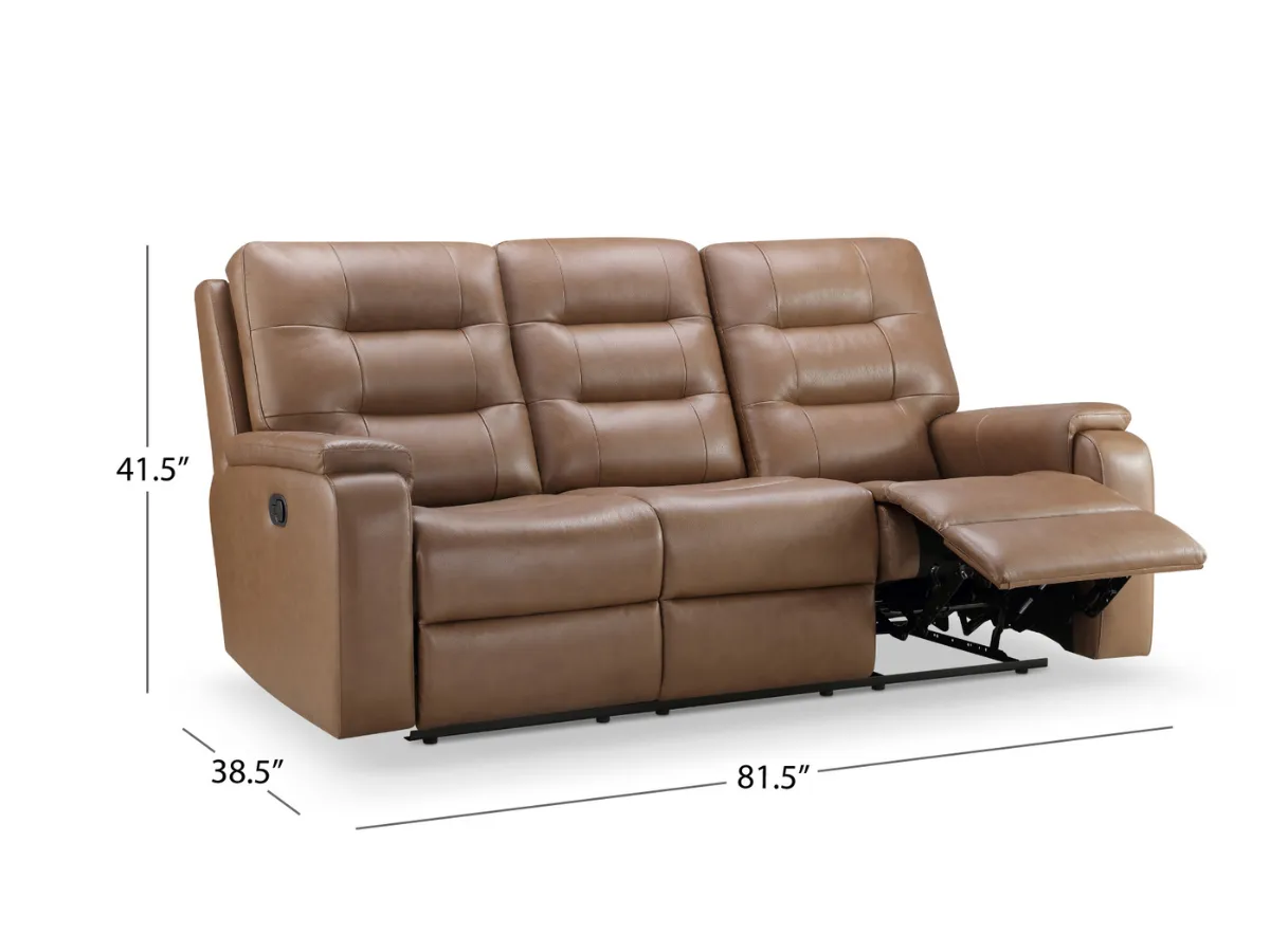 Waylen Top-Grain Leather Manual Reclining Sofa